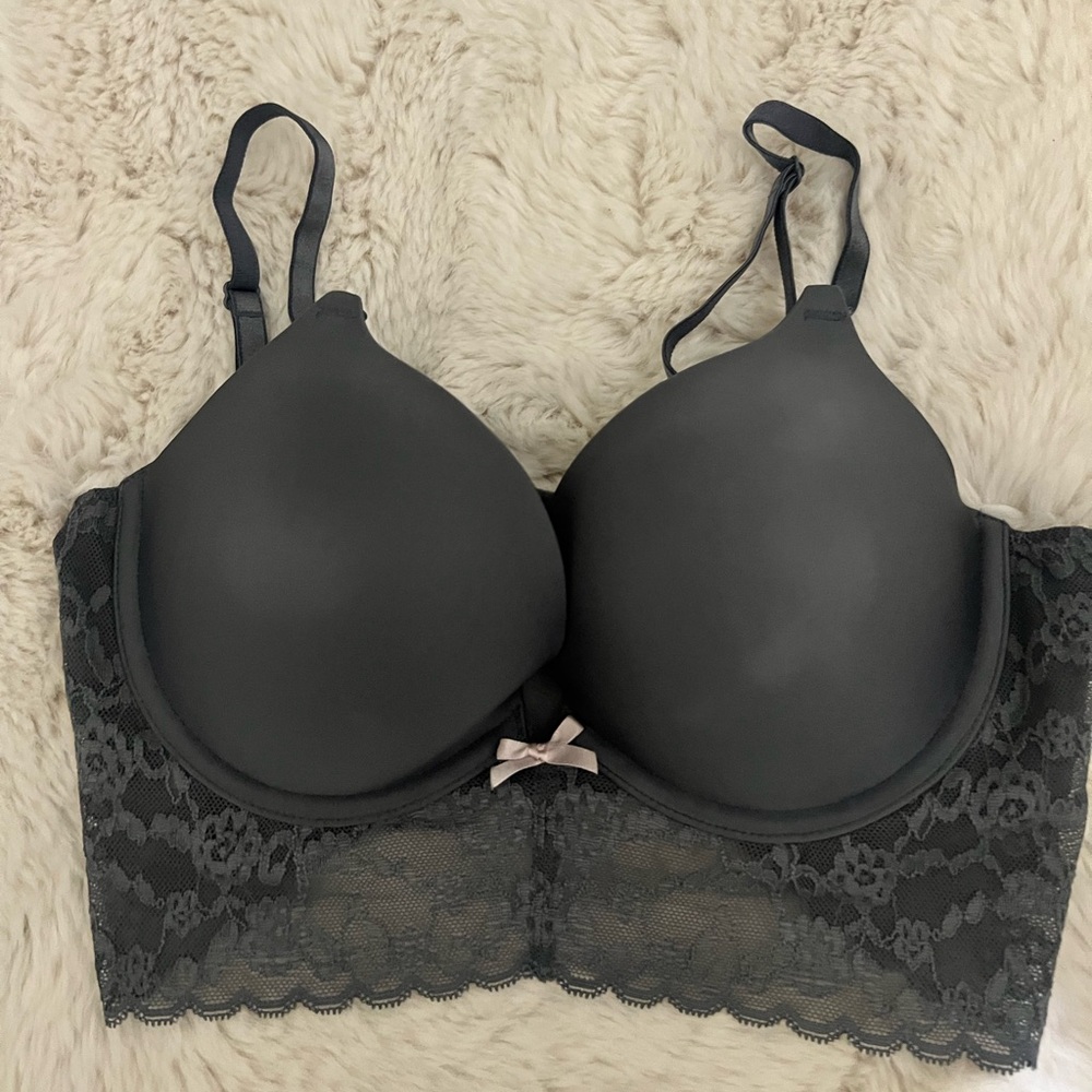 Victoria's Secret Dream Angels Longline Lace grey push up bra size 34C